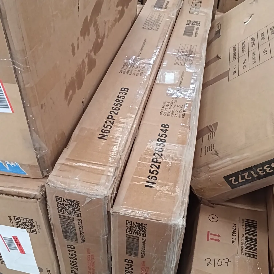BOXED LED UPHOLSTERED BED - BEIGE (2 BOXES)