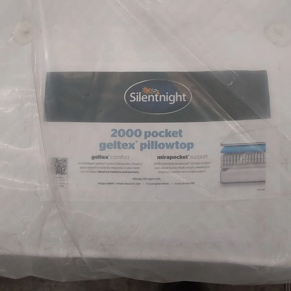 BAGGED SILENTNIGHT 180CM SUPER KING SIZED 2000 POCKET GELTEX PILLOWTOP MATTRESS