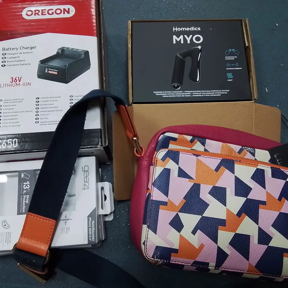 LOT OF ASSORTED HOUSEHOLD ITEMS TO INCLUDE KARCHER SE 4001 PARTS,BASICS TRAI ERS, OREGON BATTERY CHARGER AND FOLDING CHAIR