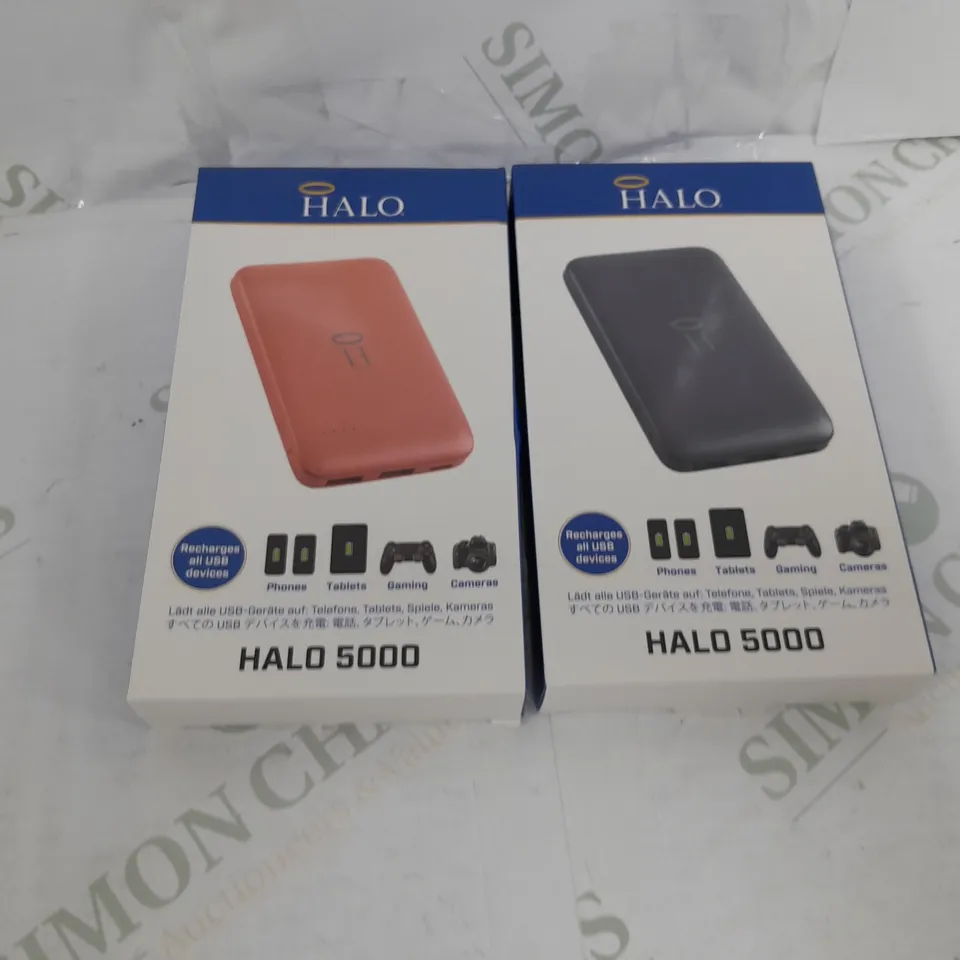BOXED SET OF 2 HALO 5000MAH PORTABLE CHARGERS
