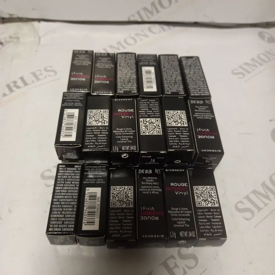 APPROXIMATELY 30 GIVENCHY ROUGE INTERDIT VINYL COLOUR ENHANCING LIPSTICK - 16 NOIR 