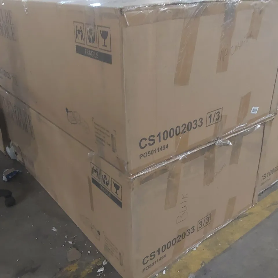 BOXED KANSAS GREY PREMIUM FAUX LEATHER SOFA PARTS - BOXES 1 AND 3 OUT OF 3 ONLY (2 BOXES)