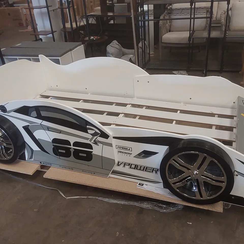 JULIAN BOWEN STORM RACER CAR BED IN WHITE & GREY