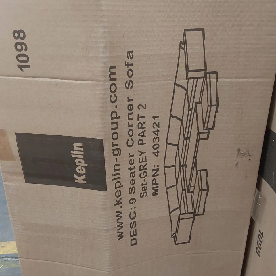 PALLET CONTAINING 3x BOXES OF KEPLIN CORNER SOFA PARTS