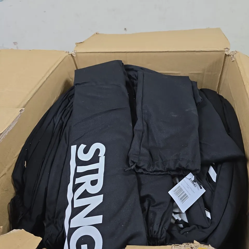 BOX OF APPROXIMATELY 25 STRNG POWER LIFTING BELT