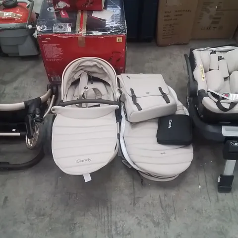ICANDY PEACH 7 STROLLER, CARRYCOT, CAR SEAT WITH BASE AND ACCESSORIES 