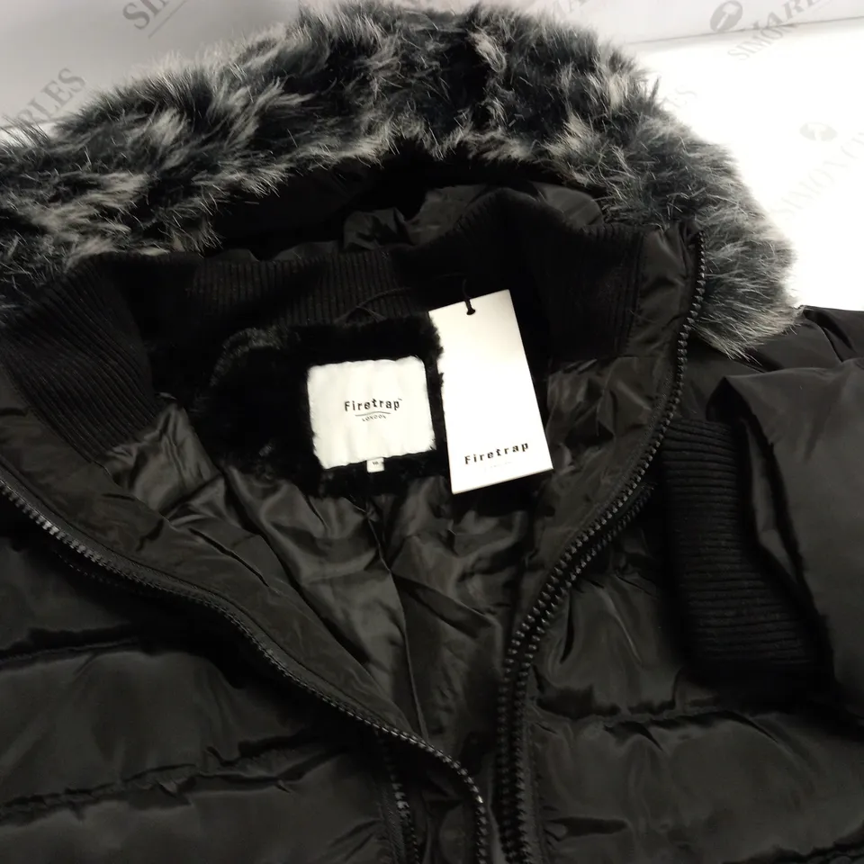 FIRETRAP HOODED MID JACKET IN BLACK - UK 16