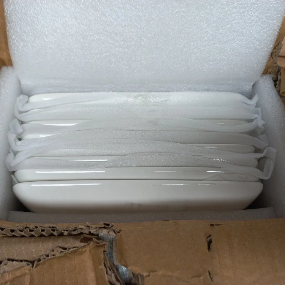 BOX OF APPROX 8 CERAMIC PLATES IN WHITE