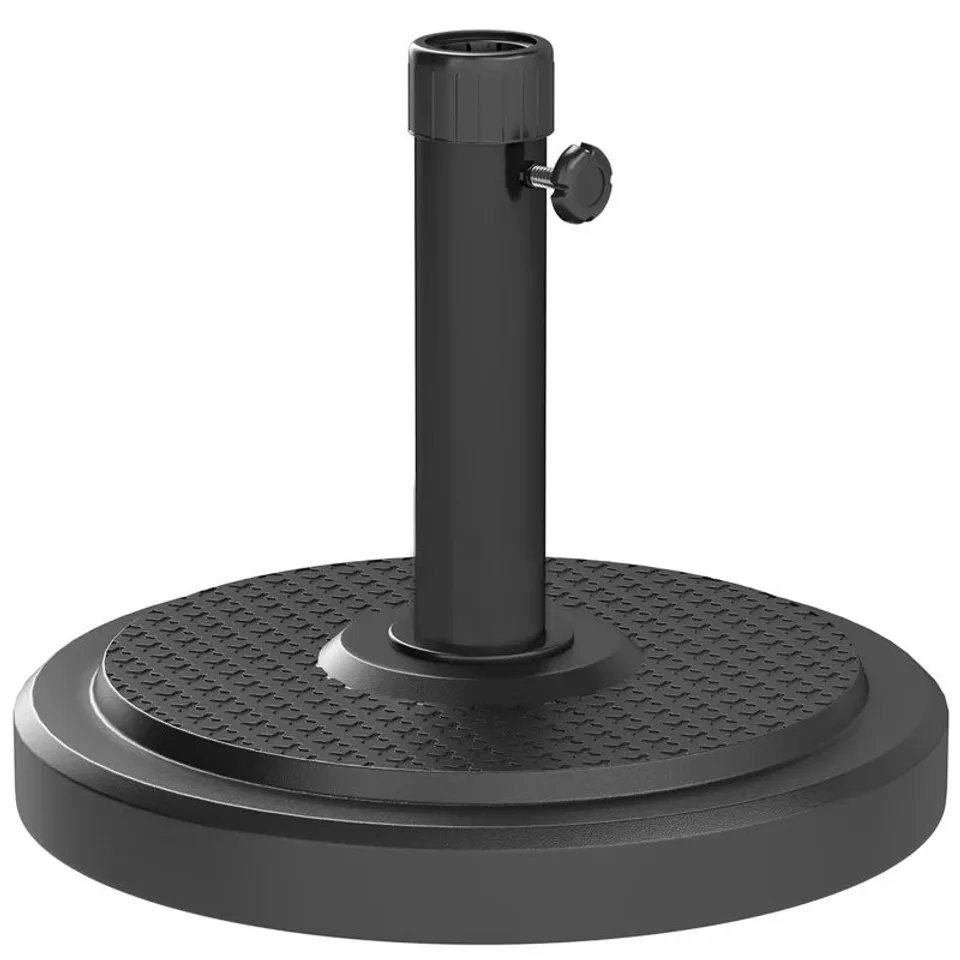 BOXED OUTSUNNY 22KG GARDEN PARASOL BASE, ROUND HDPE SUN UMBRELLA BASE, HEAVY DUTY OUTDOOR UMBRELLA STAND FOR 38MM OR 48MM OUTDOOR UMBRELLA POLES, BLACK