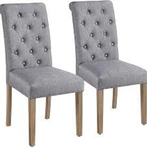 BOXED YAHEETECH SET OF 2 UPHOLSTERED DINING CHAIRS - DARK GREY (1 BOX)