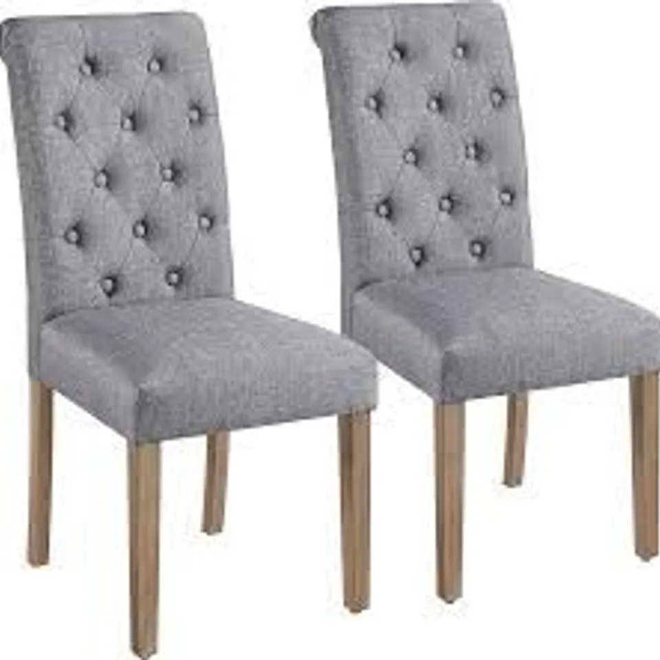 BOXED YAHEETECH SET OF 2 UPHOLSTERED DINING CHAIRS - DARK GREY (1 BOX)