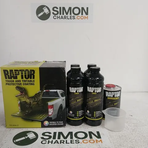 RAPTOR PROTECTIVE COATING KIT – 3.8 L LINER WITH HARDENER (4 X 1 L BOTTLES)