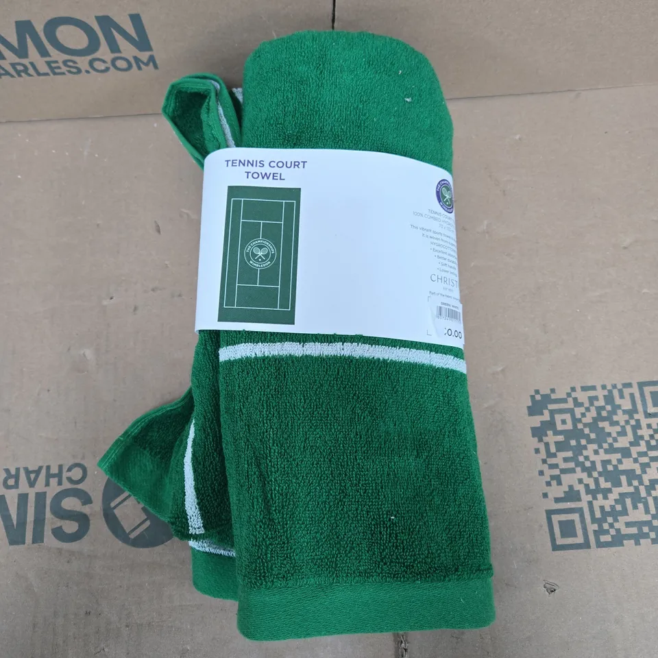 WIMBLEDON TENNIS COURT TOWEL IN GREEN 