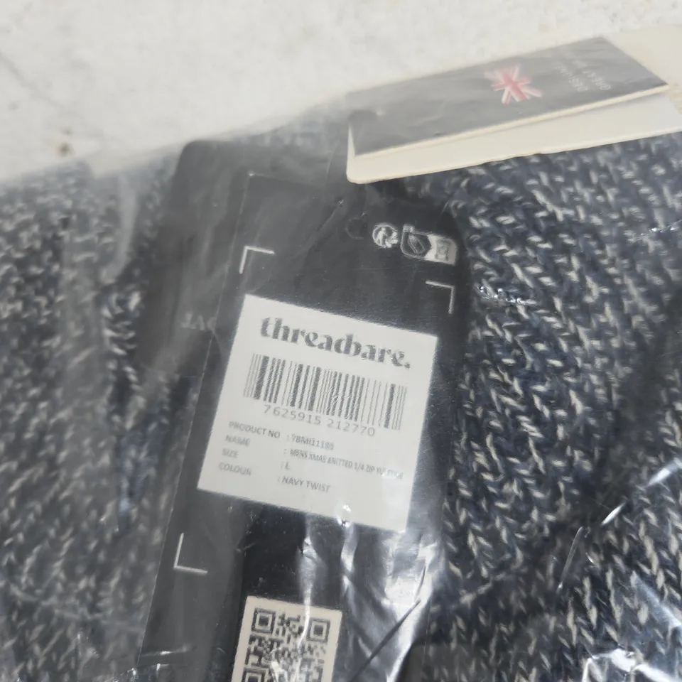 THREADBARE MENS XMAS 1/4 ZIP LARGE JUMPER TAGGED BAGGED