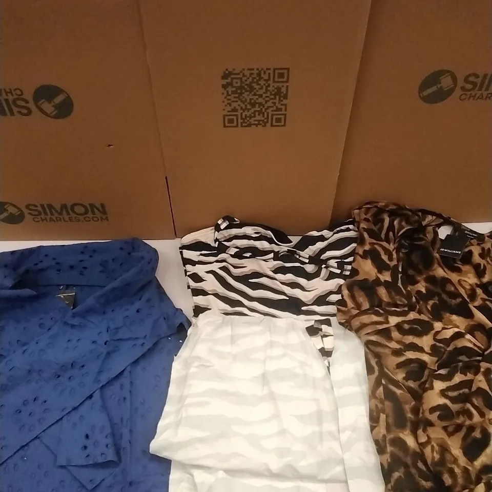 A PALLET TO CONTAIN APPROXIMATELY 125 BRAND NEW DESIGNER WOMEN'S CLOTHES WHICH INCLUDE; JD WILLIAMS DRESSES, SHIRTS, TOPS ETC