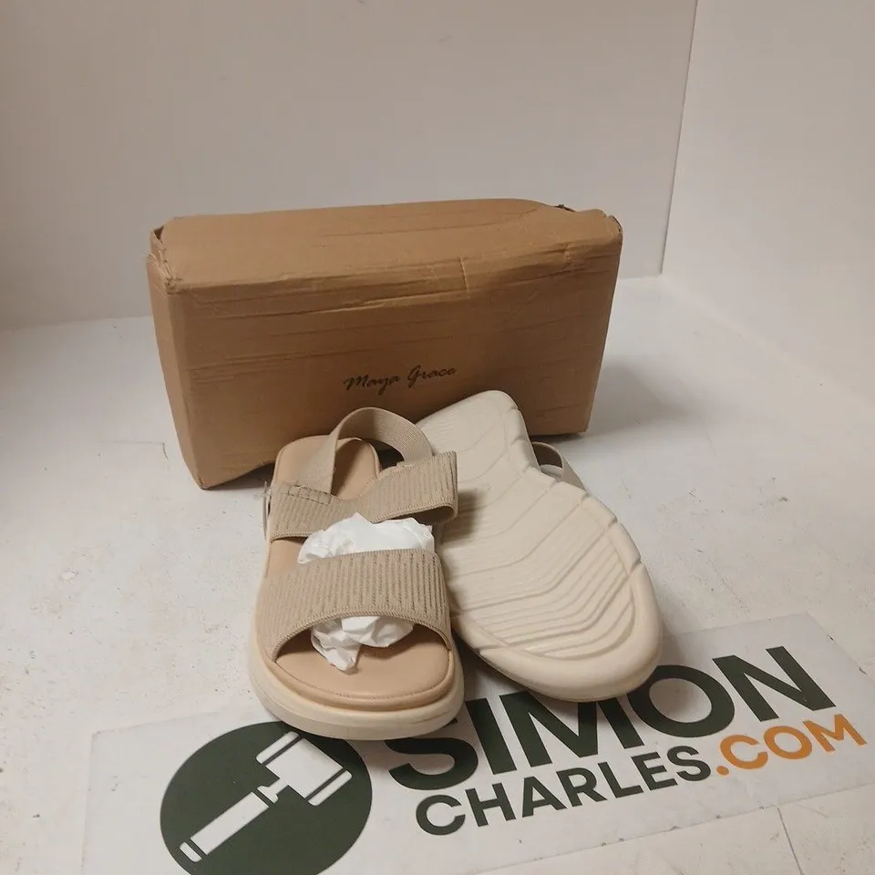 MAYA GRACE WOMEN'S BEIGE STRAPPY PLATFORM SANDALS - UK 7