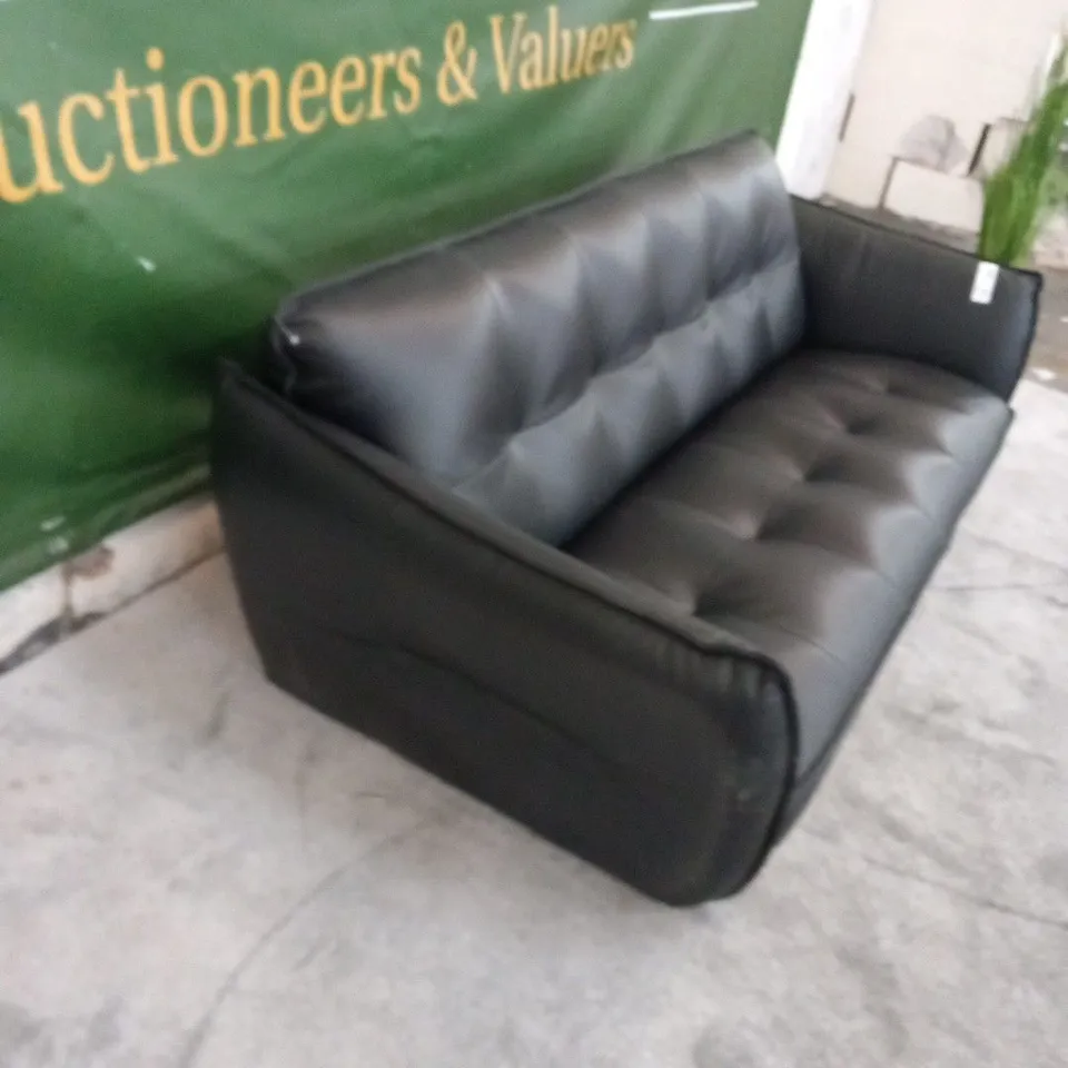 DESIGNER ITALIAN MADE SEVILLE BLACK LEATHER LARGE FOUR SEATER SOFA