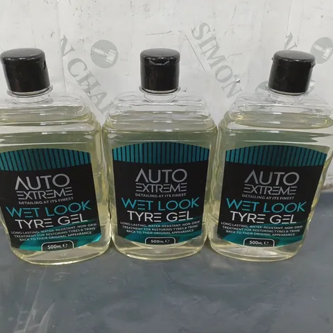 LOT OF 3 AUTO EXTREME BRING IT BLACK WET LOOK TYRE GEL DRESSING 500ML WATER RESISTANT CAR / COLLECTION ONLY