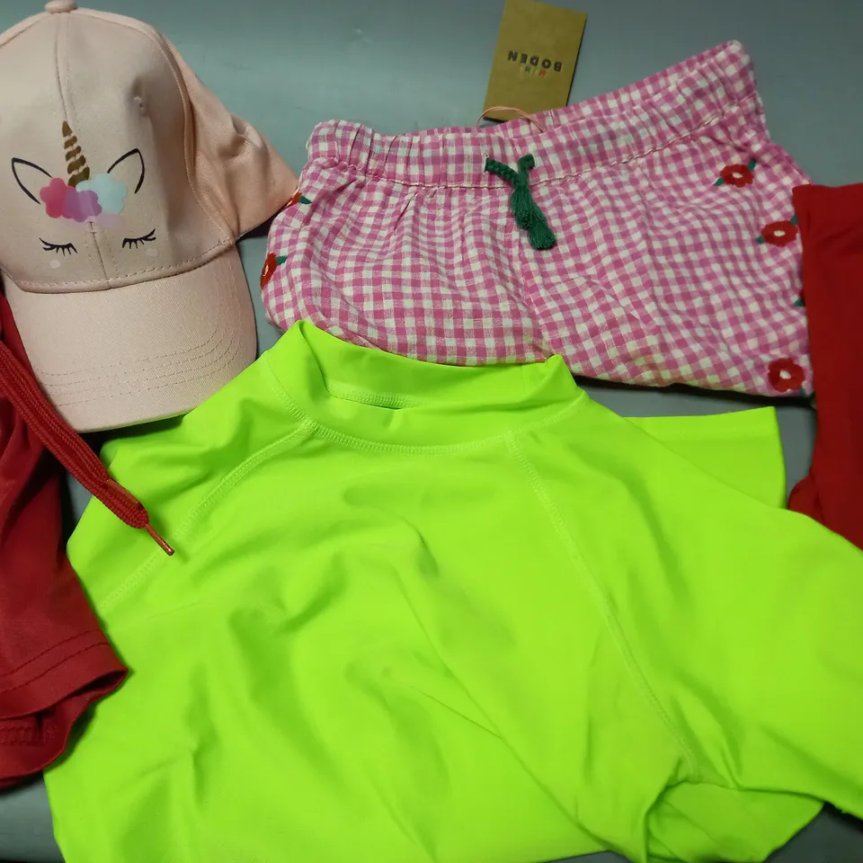 APPROXIMATELY 15 ASSORTED CHILDRENS CLOTHING PRODUCTS IN AGES RANGING FROM 5-10YRS TO INCLUDE - T-SHIRT, HAT , TROUSERS ETC