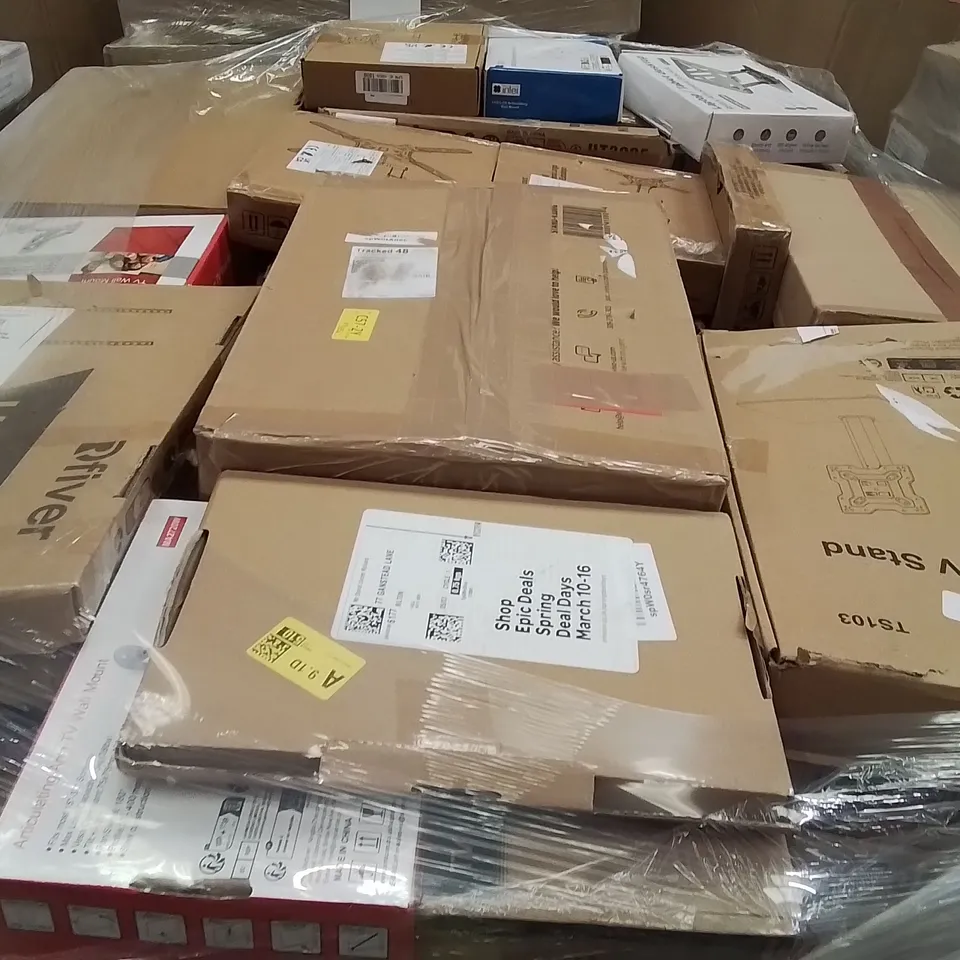 PALLET CONTAINING A LARGE QUANTITY OF WALL MOUNTED BRACKETS 