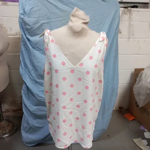 DOROTHY PERKINS WOMEN'S POLKA DOT DRESS β WHITE WITH PINK DOTS, UK 12 (US 8, EUR 40)