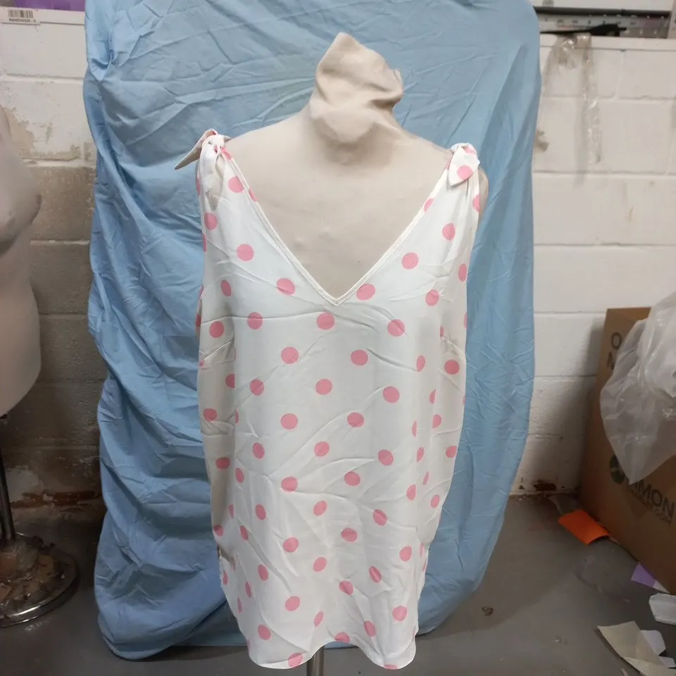 DOROTHY PERKINS WOMEN'S POLKA DOT DRESS – WHITE WITH PINK DOTS, UK 12 (US 8, EUR 40)