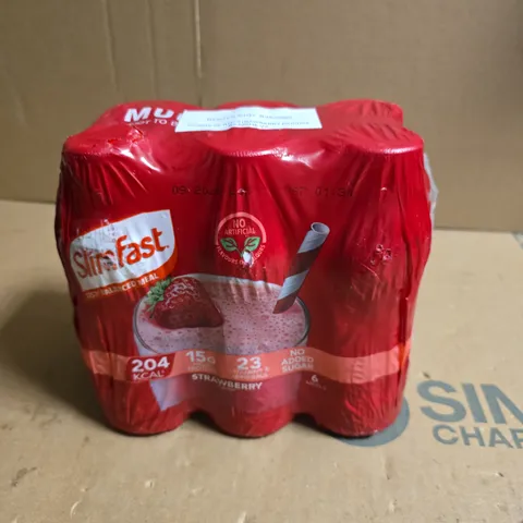 LOT OF 6 BOTTLES OF SLIMFAST MEAL REPLACEMENT DRINK STRAWBERRY 325ML PER BOTTLE