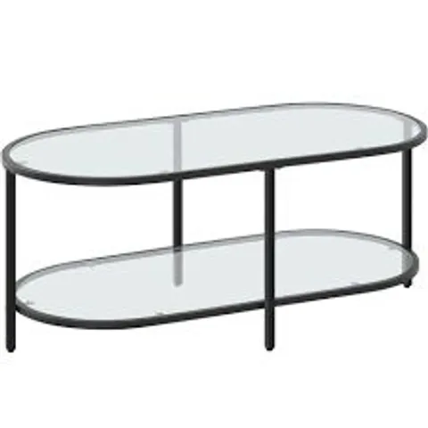 BOXED YAHEETECH GLASS OVAL COFFEE TABLE (1 BOX)