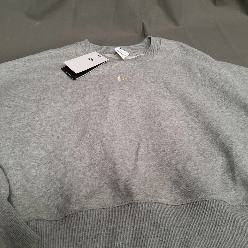 NIKE LIGHT GREY CROPPED JUMPER - SIZE SMALL
