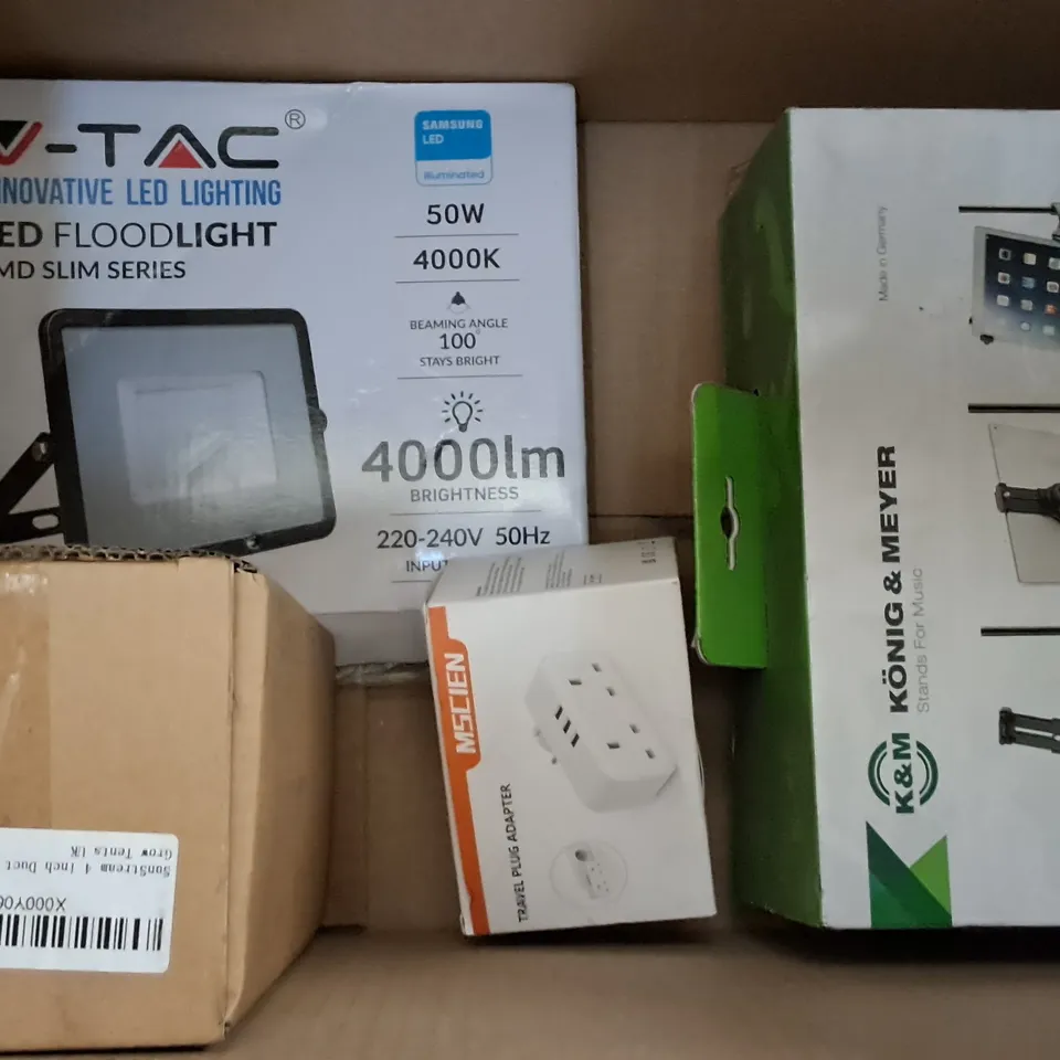 LOT OF 13 ASSORTED ITEMS TO INCLUDE WIRELESS CONTROLLER, LED MOTION SENSOR STRIP AND LED FLOOD LIGHT