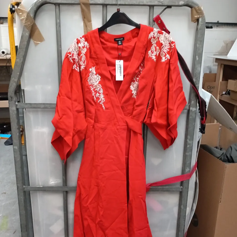 KAREN MILLEN KIMINO STYLE MIDI DRESS RED UK 8