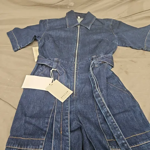 JIGSA DENIM ZIP FRONT JUMPSUIT - SIZE 10
