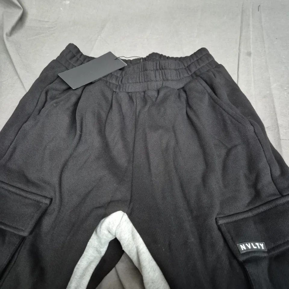 NVLTY BLACK TRACKSUIT JOGGER PANTS - SMALL