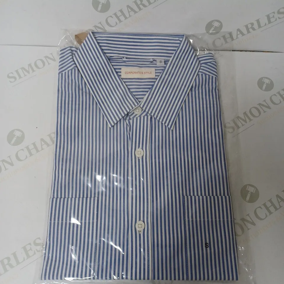 SEALED SET OF 3 BRAND NEW CORPORATIVE STYLE BLUE & WHITE STRIPE WOMENS SHIRT- S