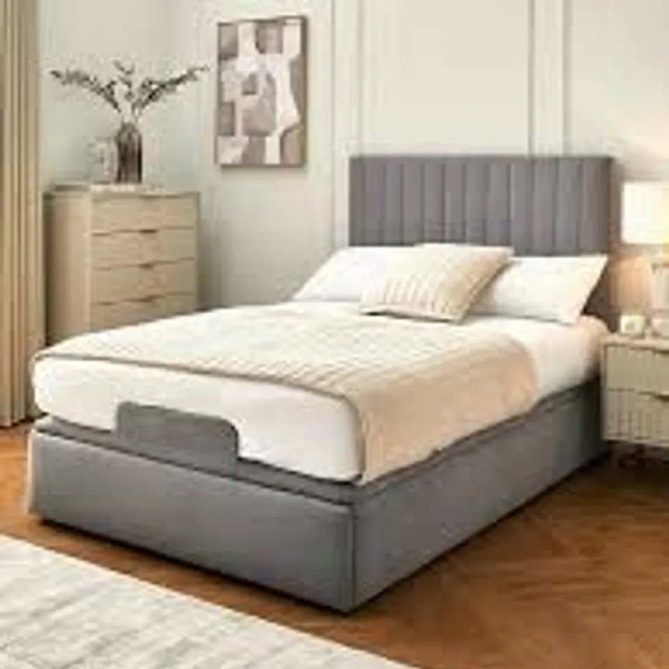 BOXED TALIA KING SIZE REMOTE CONTROLLED ADJUSTABLE MASSAGE BED FRAME - GREY (6 BOXES)