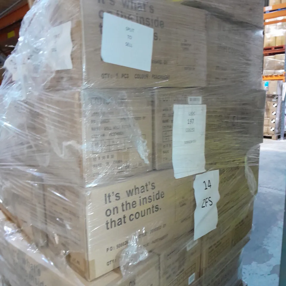 PALLET OF APPROXIMATELY 25 BOXES OF ASSORTED CLOTHING TO INCLUDE LONG SLEEVE SCOOP TOP & ROLL NECK PULLOVER,ETC - COLLECTION ONLY 