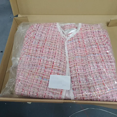 HELENE BERMAN PINK TWEED JACKET SIZE 14 