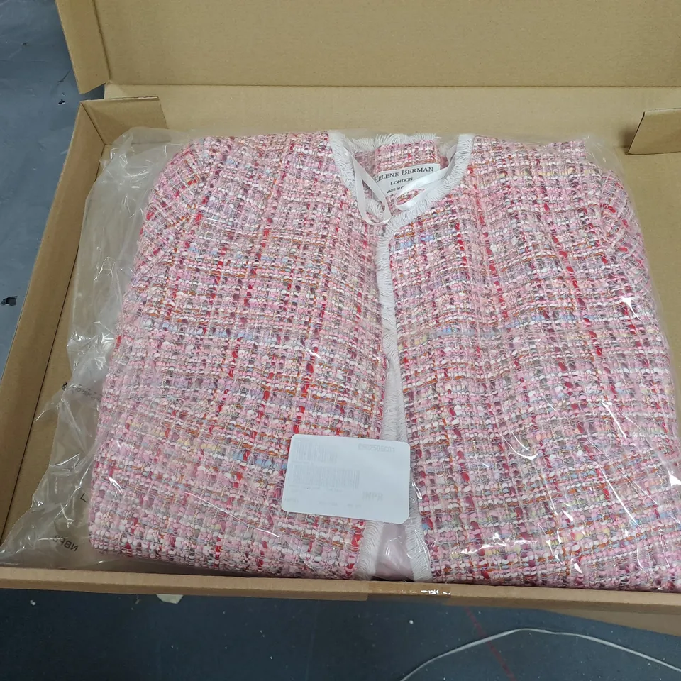 HELENE BERMAN PINK TWEED JACKET SIZE 14 