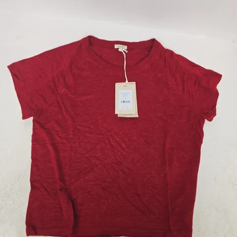 JIGSAW LINEN RAGLAN BABY TEE IN RED SIZE LARGE