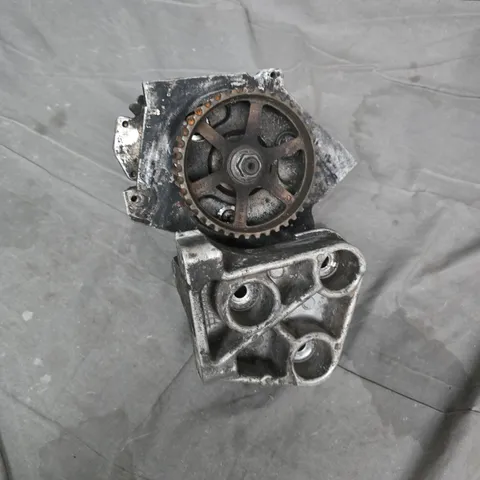 AUTOMOTIVE ENGINE COMPONENT WITH GEAR HOUSING – USED, FOR PARTS (MODEL UNSPECIFIED)