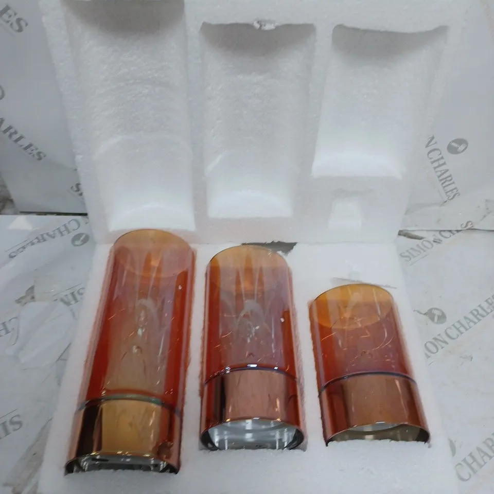 BUNDLEBERRY BY AMANDA HOLDEN SET OF 3 WIRE LIGHT GLASS CYLINDER LANTERNS