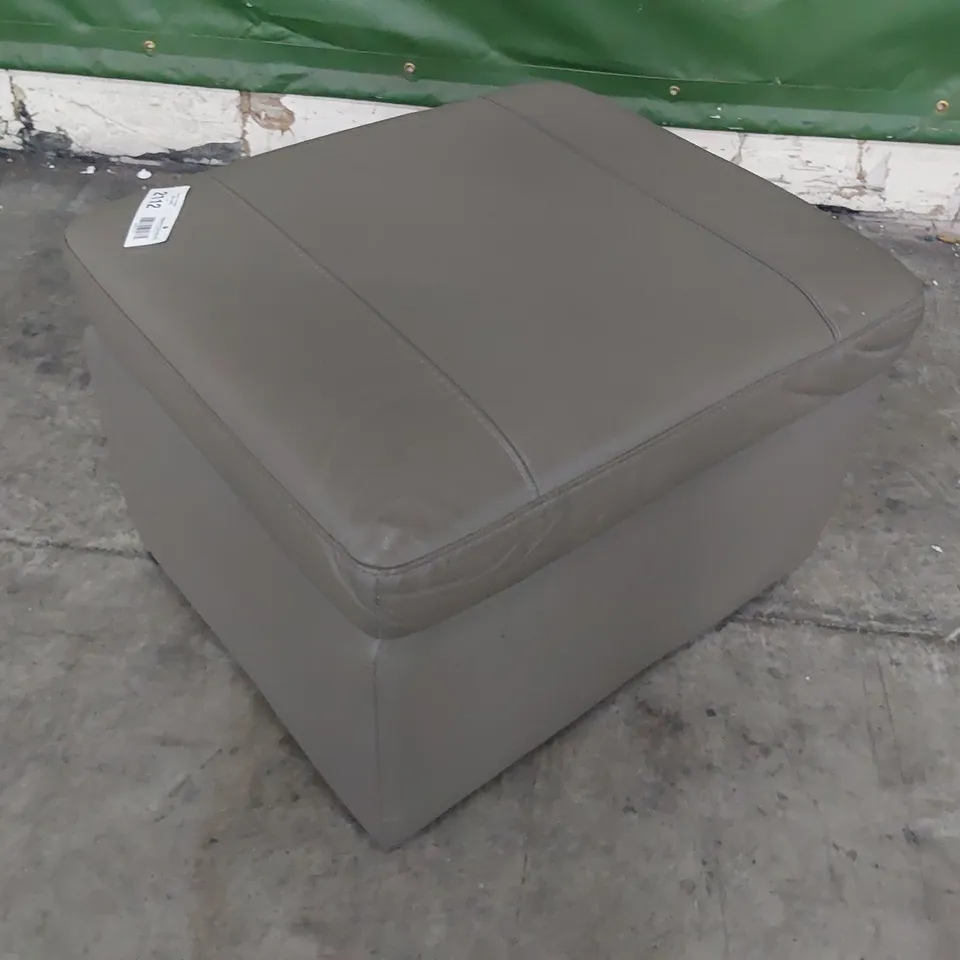 DESIGNER STORAGE FOOTSTOOL GREY LEATHER 