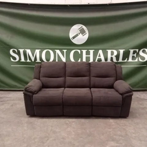 ALBION CHENILLE 3 SEATER HIGH BACK MANUAL RECLINER SOFA - CHARCOAL