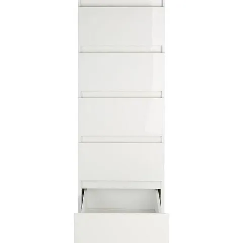 LAYTON GLOSS 5 DRAWER NARROW CHEST - WHITE - COLLECTION ONLY