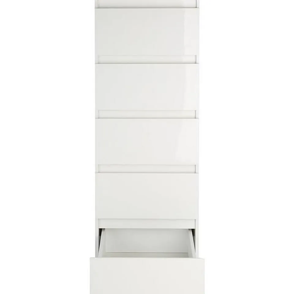 LAYTON GLOSS 5 DRAWER NARROW CHEST - WHITE - COLLECTION ONLY