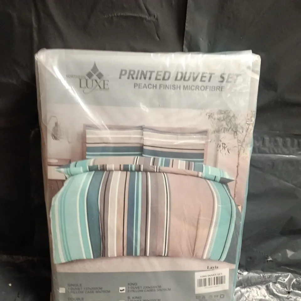 LAYLA PRINTED DUVET SET – PEACH FINISH MICROFIBRE, KING SIZE