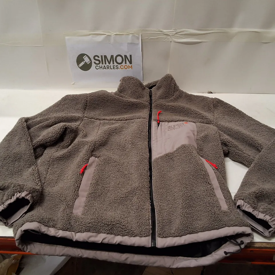 SUPERDRY WINDCHEATER SERIES FLEECE JACKET – GREY, FULL-ZIP WITH POCKETS 2XL