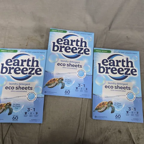 EARTH BREEZE ECO SHEETS LAUNDRY DETERGENT – 3 X PACKS