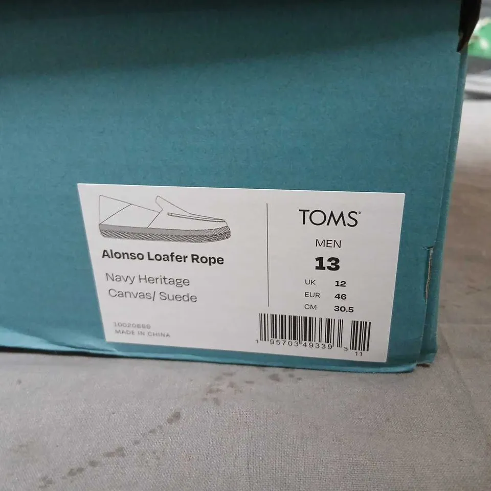 TOMS ALONSO LOAFER ROPE NAVY HERITAGE – MEN'S CANVAS/SUEDE, UK 12