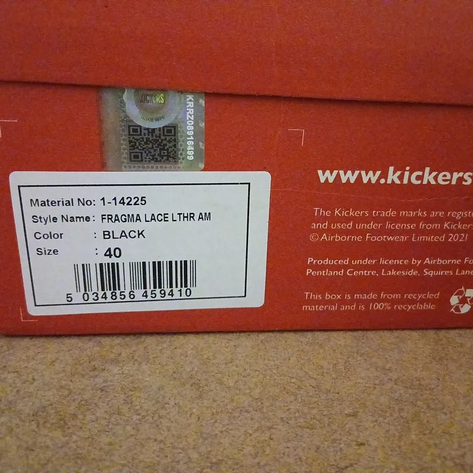 KICKERS FRAGMA LACE LEATHER SHOES - BLACK, UK 6 (EU 40)